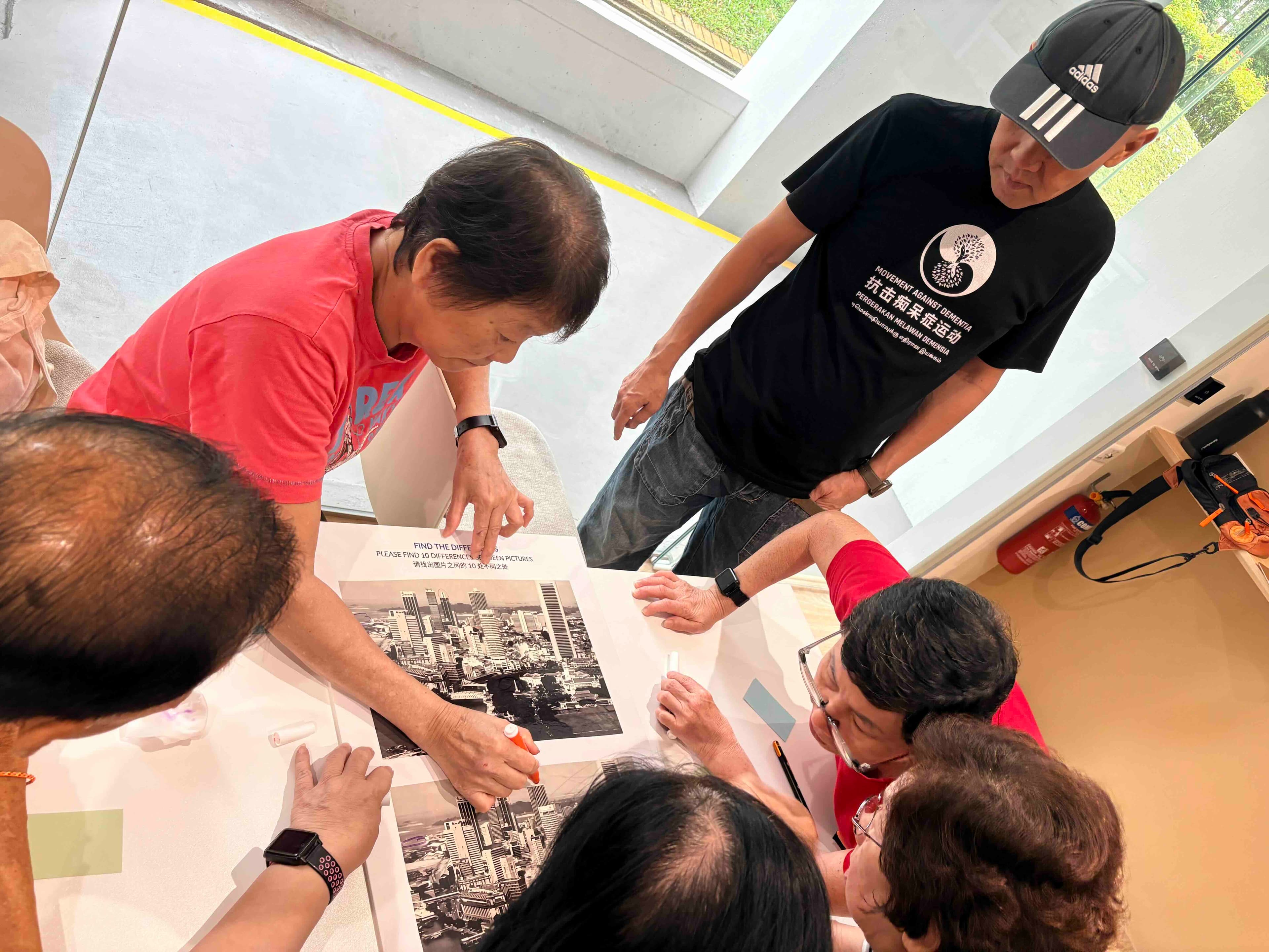 Seniors engage in group board games